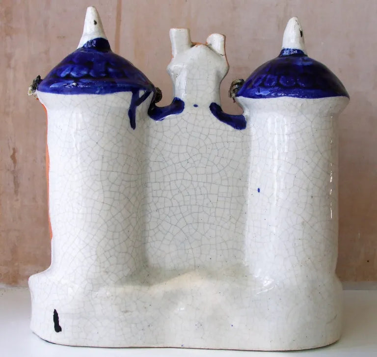 Antique English Victorian Staffordshire Pottery Cottage