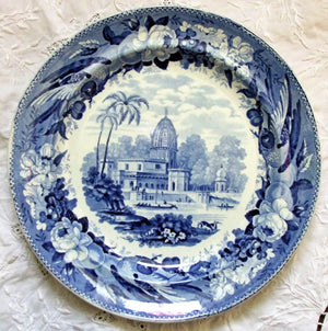 Georgian Blue & White Transfer "Surseya Ghaut Khanpore" Plate