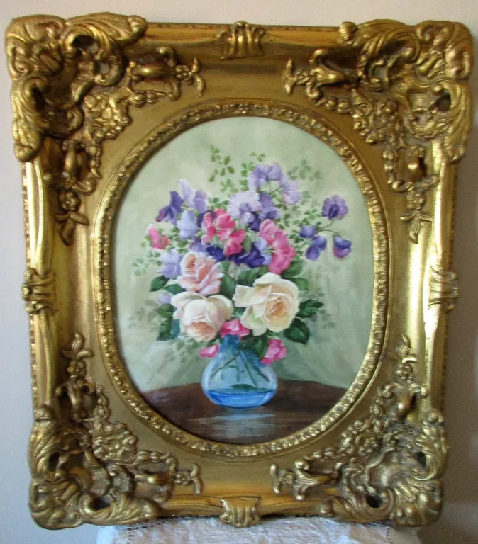 Sweet Peas & Roses ~ Watercolour ~ Reg Johnson ~ c. 1986