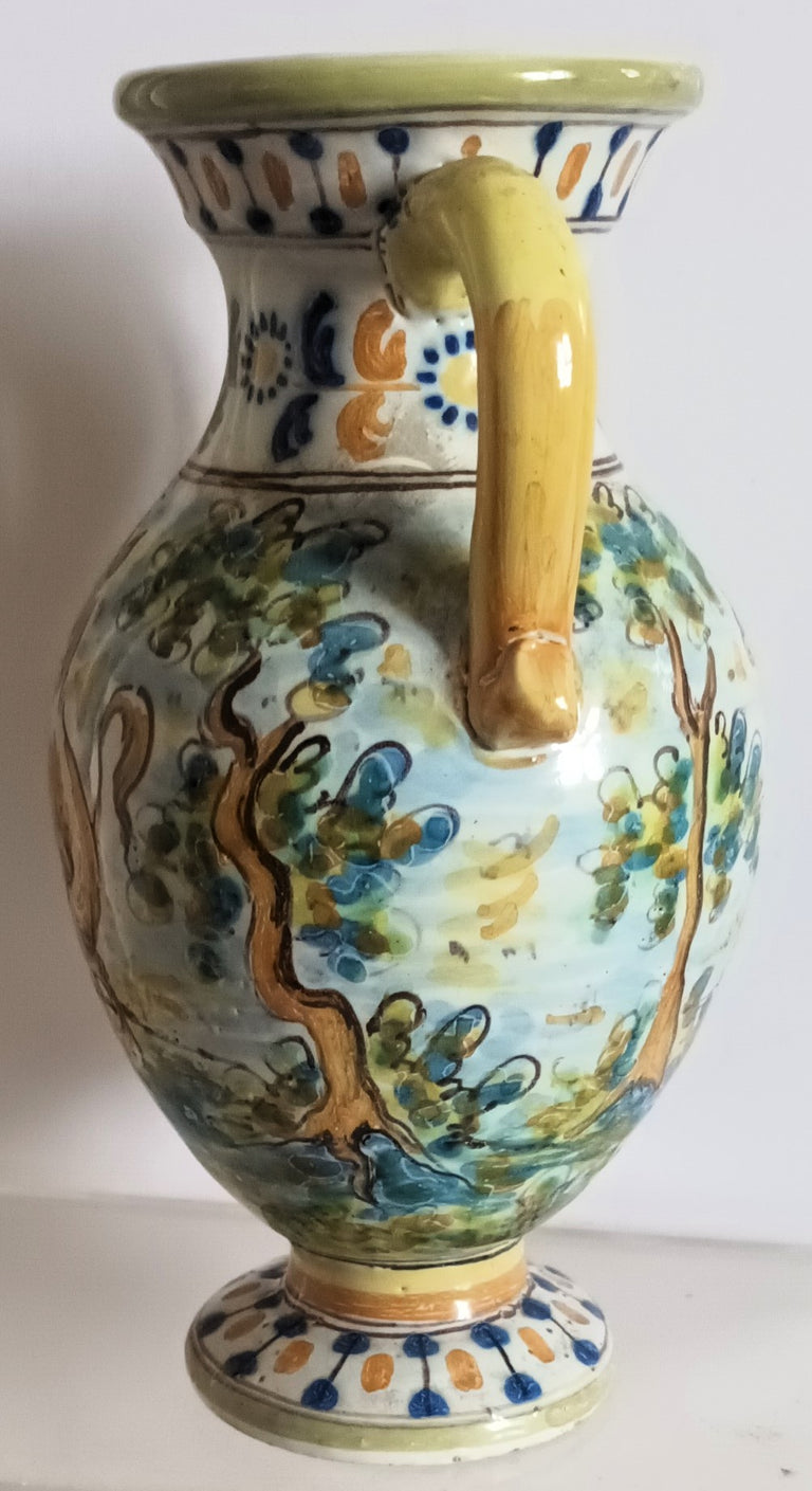 Vintage Spanish Talavera Faience Amphora / Baluster Vase