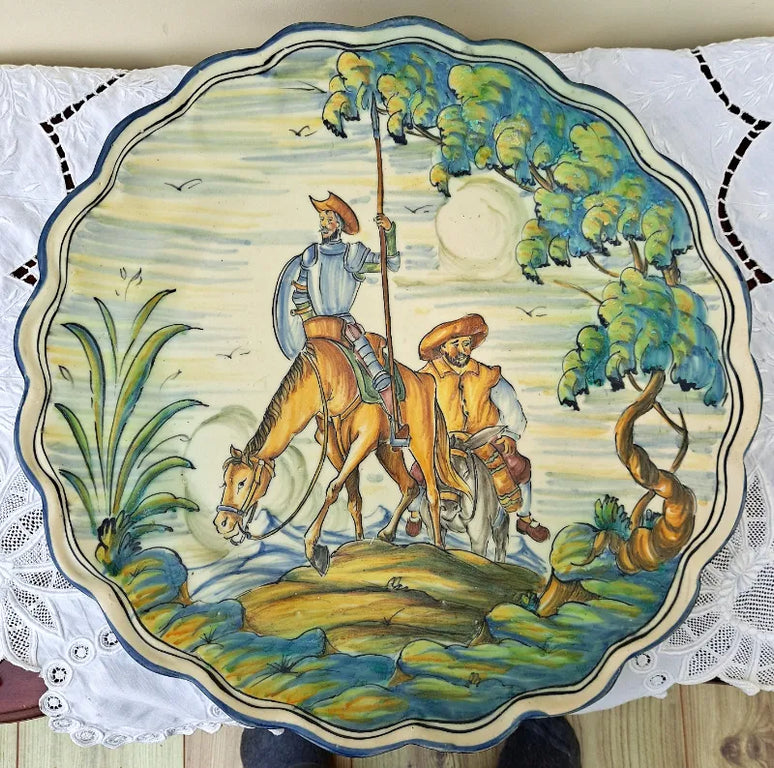 Vintage Spanish Talavera Faience Plaque ~ Don Quixote