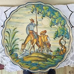 Vintage Spanish Talavera Faience Plaque ~ Don Quixote