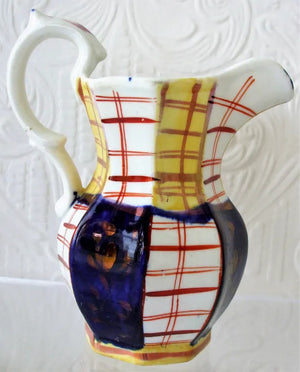 Antique Victorian Gaudy Welsh "Tartan" Pattern Jug