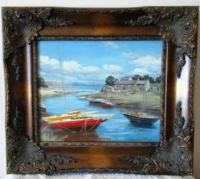 The Harbour ~ Abersoch ~ Oil on Board ~ Reginald Johnson ~ c. 1990