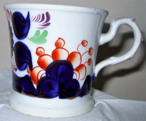 Antique Victorian Gaudy Welsh "Thistle" Pattern Mug