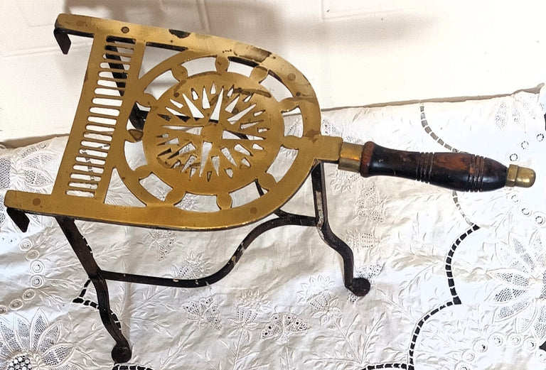 Antique English Victorian Brass & Iron Trivet