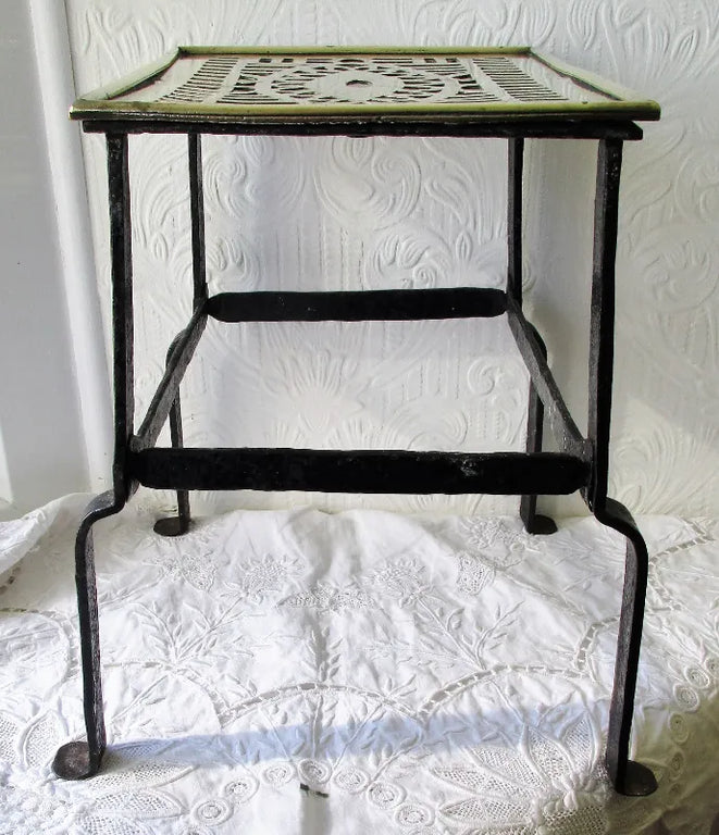 Antique English Victorian Brass Trivet / Kettle Stand