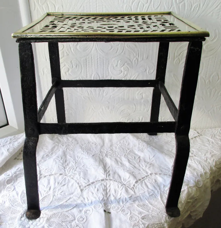 Antique English Victorian Brass Trivet / Kettle Stand