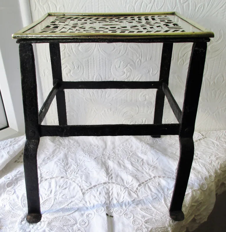 Antique English Victorian Brass Trivet / Kettle Stand