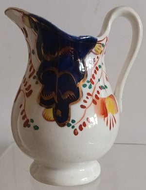 Antique Victorian Gaudy Welsh "Tulip" Pattern Porcelain Cream Jug