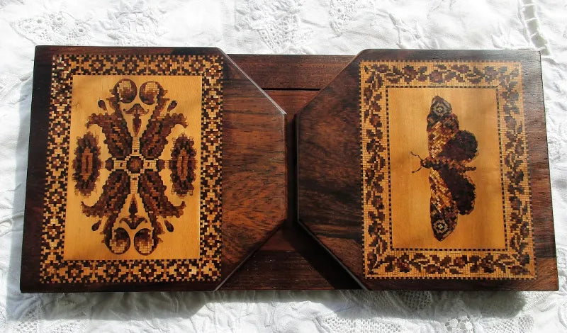 Antique English Victorian Tunbridge Ware Book-slide