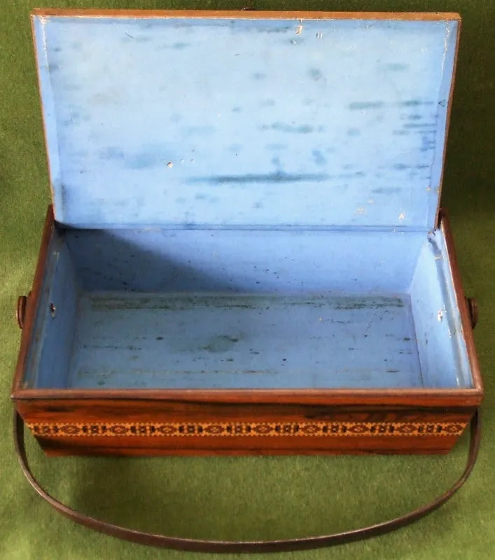 Antique English Victorian Tunbridge Ware Ladies Needlework Casket