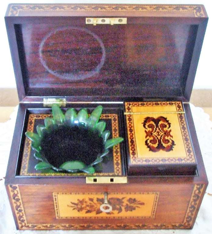 Antique Victorian Tunbridge Ware Tea Caddy ~ Hollamby