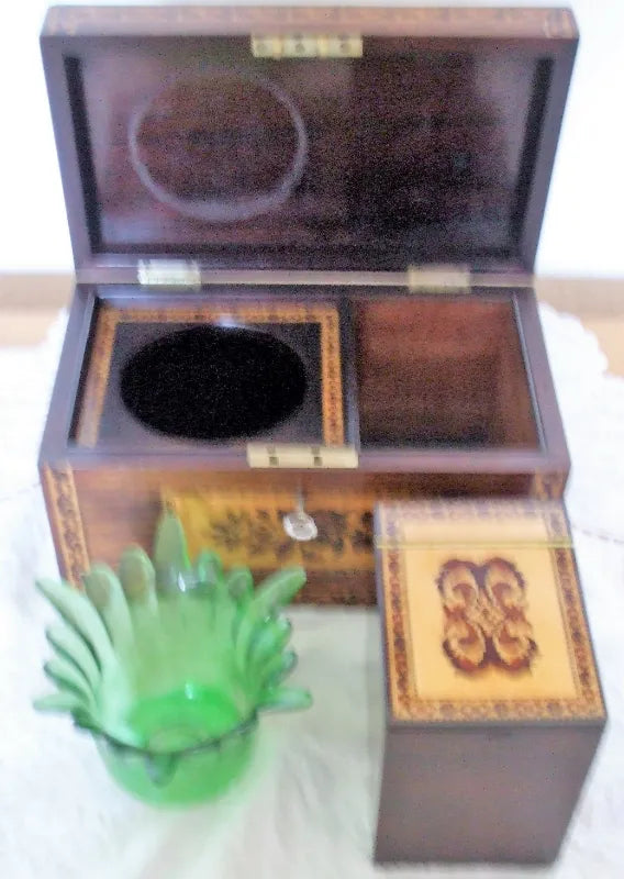 Antique Victorian Tunbridge Ware Tea Caddy ~ Hollamby
