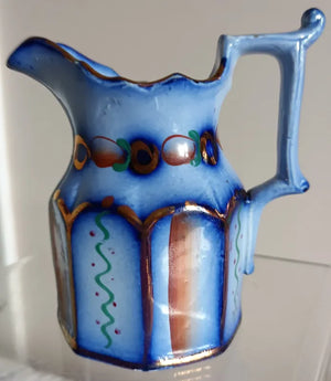 Antique Victorian Gaudy Welsh Pottery Jug ~ Unidentified Pattern