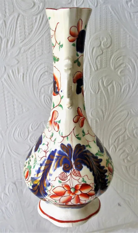 Antique Victorian Gaudy Welsh Vase ~ Unidentified Pattern