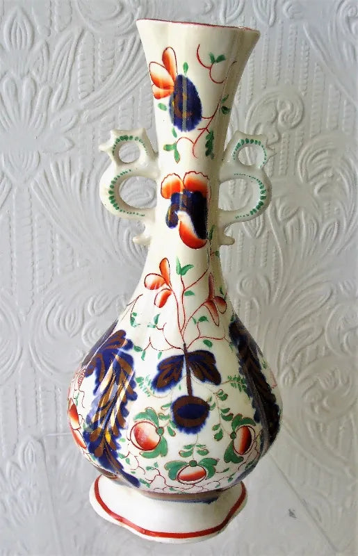 Antique Victorian Gaudy Welsh Vase ~ Unidentified Pattern