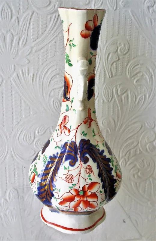 Antique Victorian Gaudy Welsh Vase ~ Unidentified Pattern