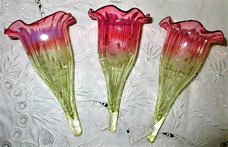 Antique Victorian Vaseline Glass & Silver Plate Epergne