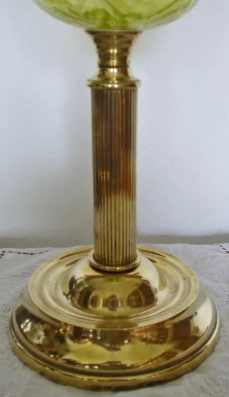 Antique English Victorian Vaseline Glass Oil Lamp