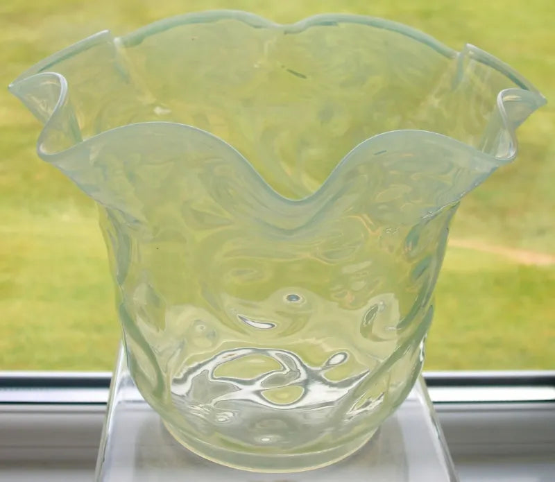 Antique English Victorian Vaseline Glass Oil Lamp