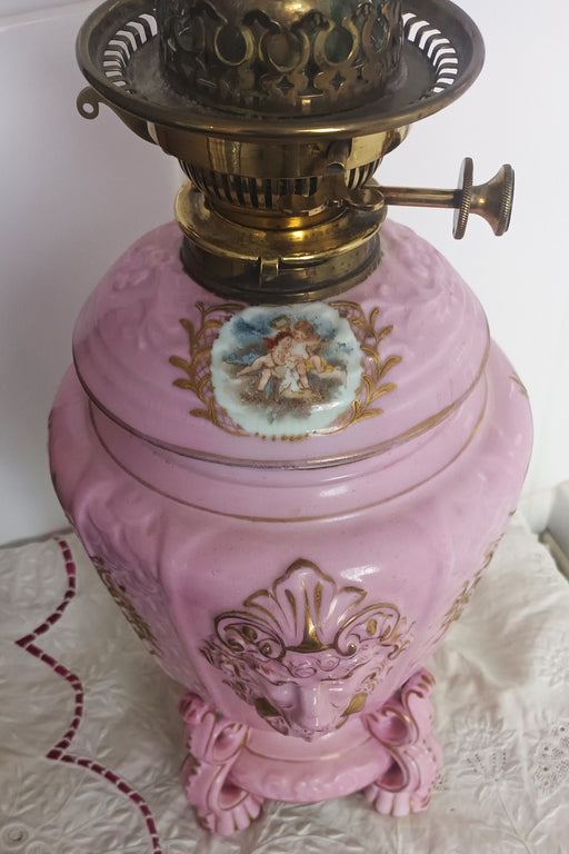 Antique Austrian Victoria Carlsberg Porcelain Oil Lamp