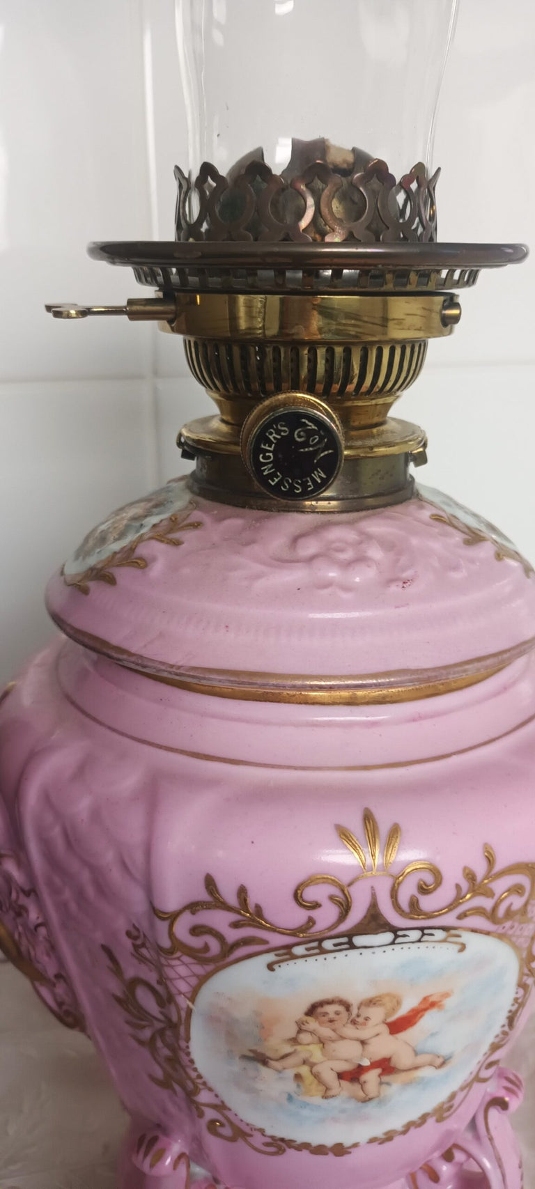 Antique Austrian Victoria Carlsberg Porcelain Oil Lamp