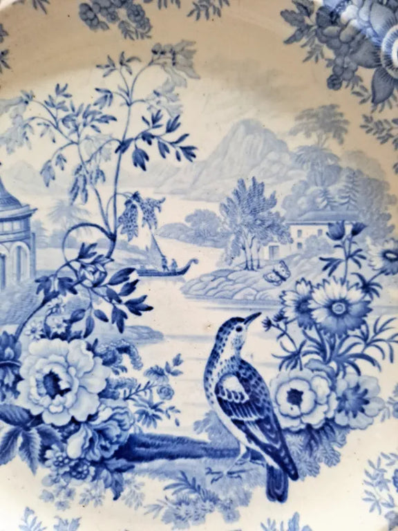 Antique Georgian Blue & White Transfer 