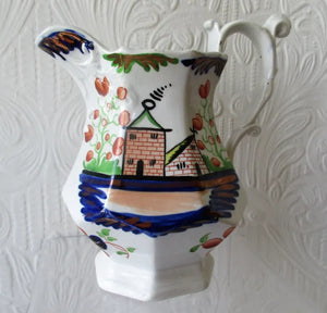 Victorian Gaudy Welsh "Village" Pattern Jug