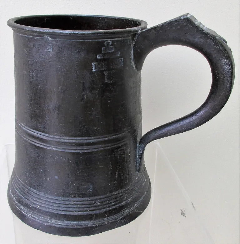 Antique English Georgian Pewter Pint Mug ~ Villers & Wilkes
