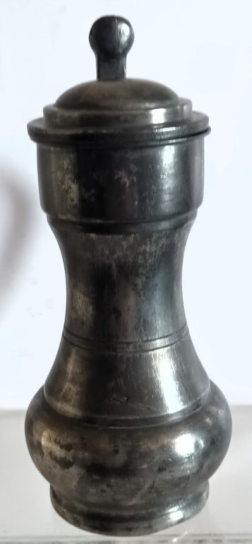 Vintage Dutch Lidded Pewter Baluster Measure