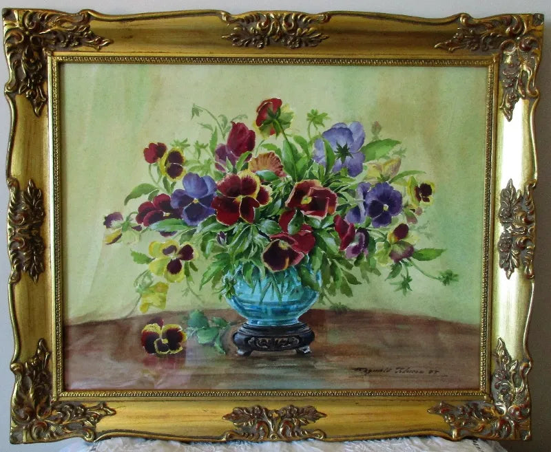 Pansies ~ Watercolour on Paper on Board ~ Reg Johnson ~ c. 1988