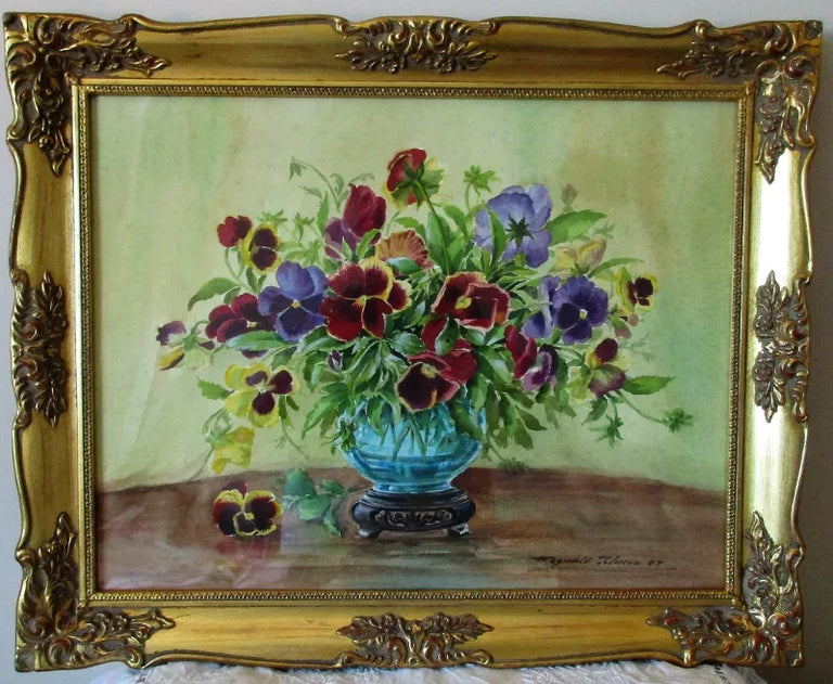 Pansies ~ Watercolour on Paper on Board ~ Reg Johnson ~ c. 1988