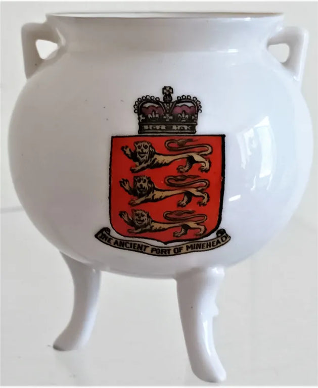Antique W.H. Goss ~ Aberdeen Bronze Pot ~ Ancient Port of Minehead