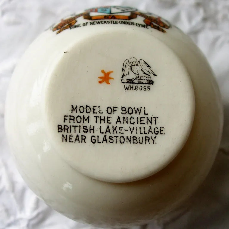 Antique W.H. Goss ~ Glastonbury Terracotta Bowl ~ A.C.C. No. 123 ~ Duke of Newcastle-under-Lyne