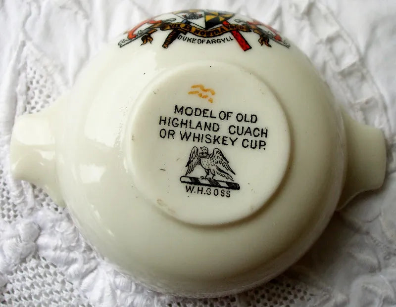 Antique W.H. Goss ~ Highland Cuach ~ A.C.C. No. 147 ~ Duke of Argyll ~ * MATCHING ARMS *