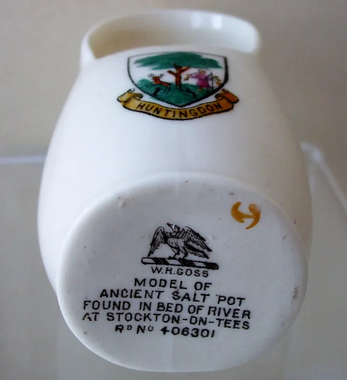 Antique W.H. Goss ~ Stockton Ancient Salt Pot ~ A.C.C. No. 266 ~ Huntingdon