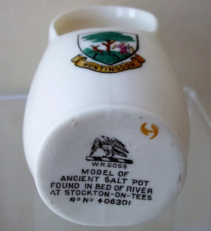 Antique W.H. Goss ~ Stockton Ancient Salt Pot ~ A.C.C. No. 266 ~ Huntingdon