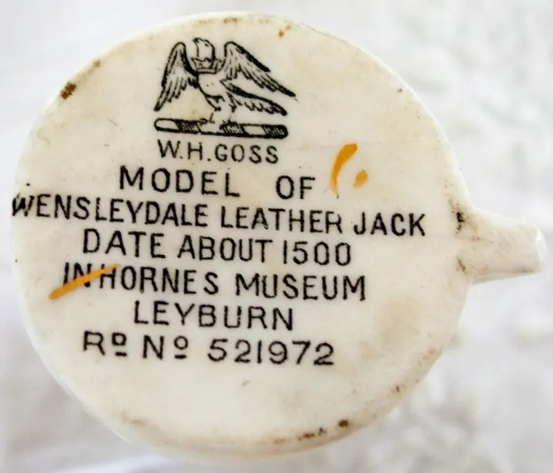 Antique W.H. Goss ~ Wensleydale Leyburn Leather Jack ~ A.C.C. No. 289 ~ Falmouth