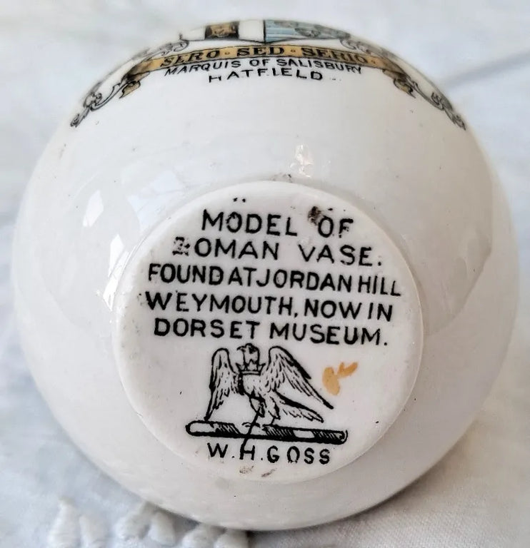 Antique W.H. Goss ~ Weymouth Roman Vase ~ A.C.C. No. 290 ~ Marquis of Salisbury Hatfield