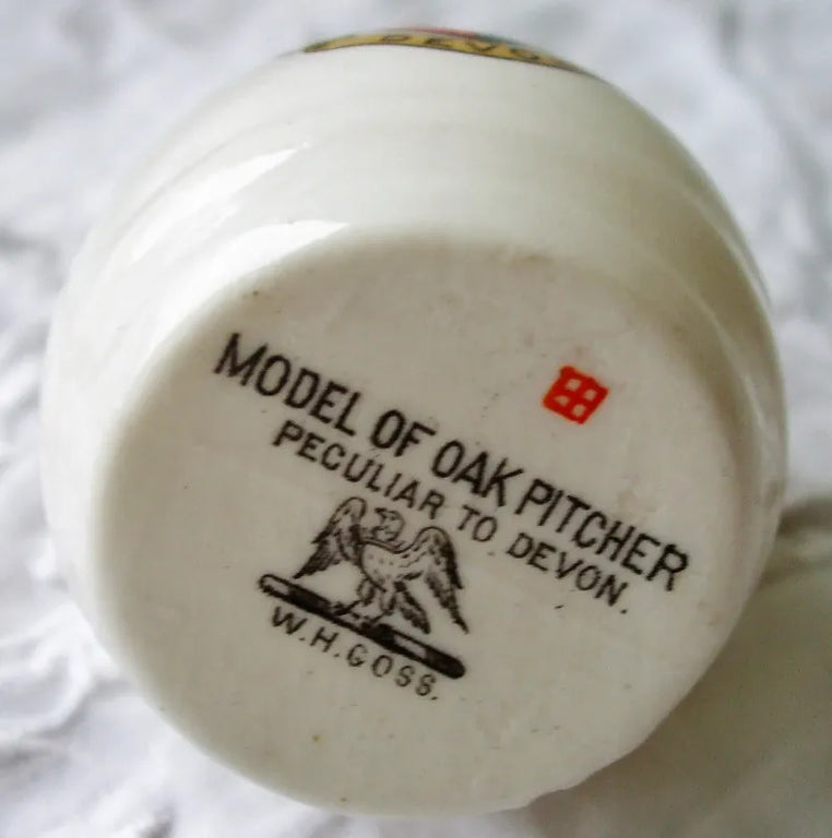 Antique W.H. Goss ~ Devon Oak Pitcher ~ A.C.C. No. 84 ~ Devon ~ * MATCHING ARMS *