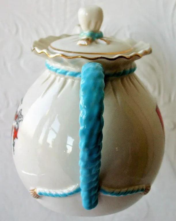 Antique English W.H. Goss ~ Bagware Tea Pot ~ Torquay ~ Torre Abbey