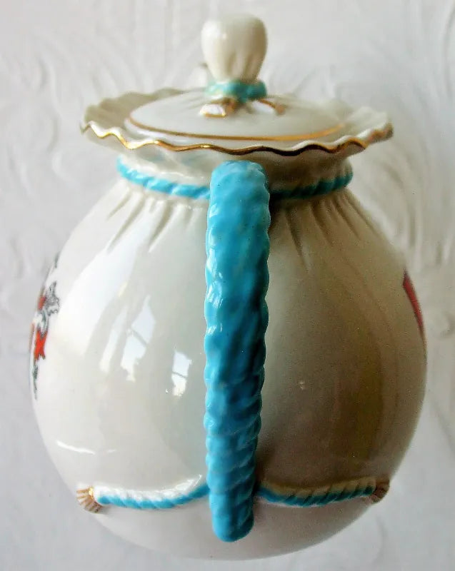 Antique English W.H. Goss ~ Bagware Tea Pot ~ Torquay ~ Torre Abbey