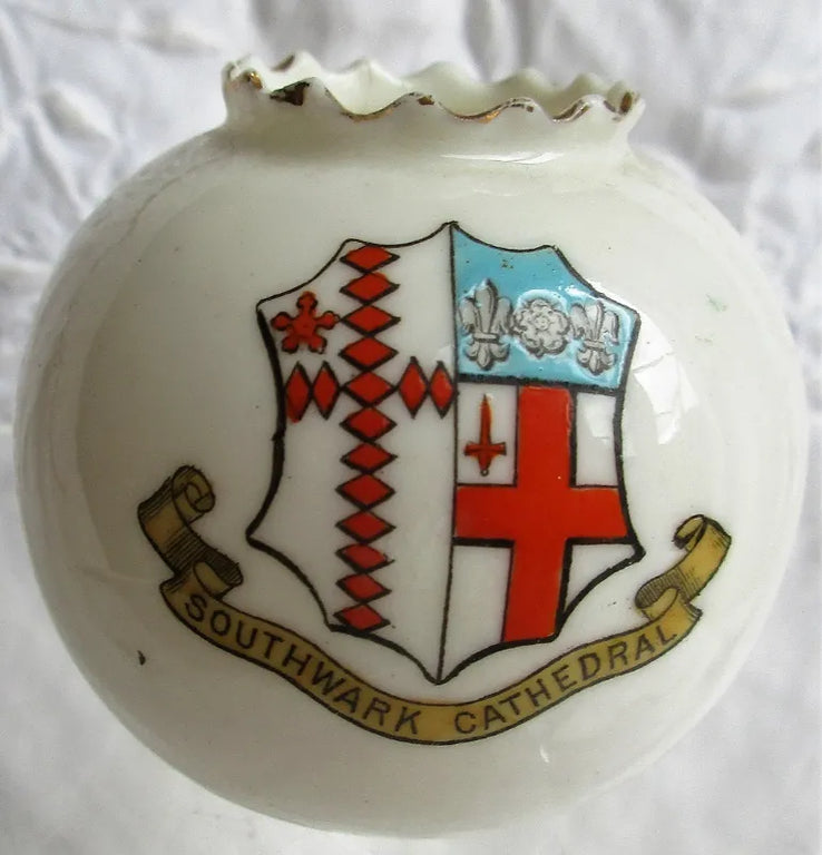 Antique W.H. Goss ~ Fairy Ball Vase ~ Crinkle Top ~ Southwark Cathedral
