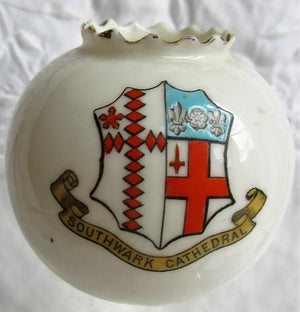 Antique W.H. Goss ~ Fairy Ball Vase ~ Crinkle Top ~ Southwark Cathedral