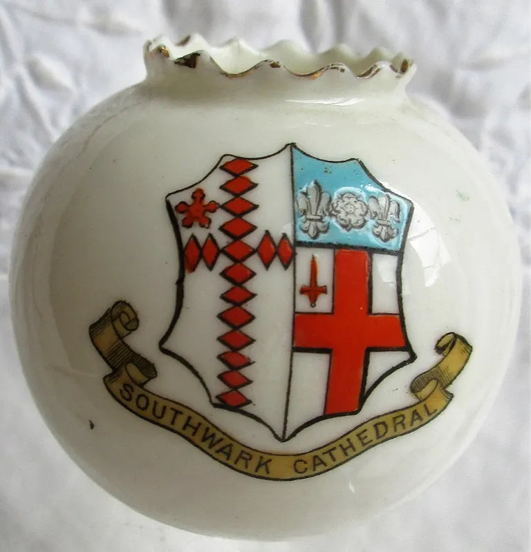 Antique W.H. Goss ~ Fairy Ball Vase ~ Crinkle Top ~ Southwark Cathedral