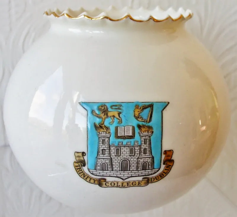 Antique W.H. Goss ~ Fairy Ball Vase ~ Crinkle Top ~ Arms of Ireland