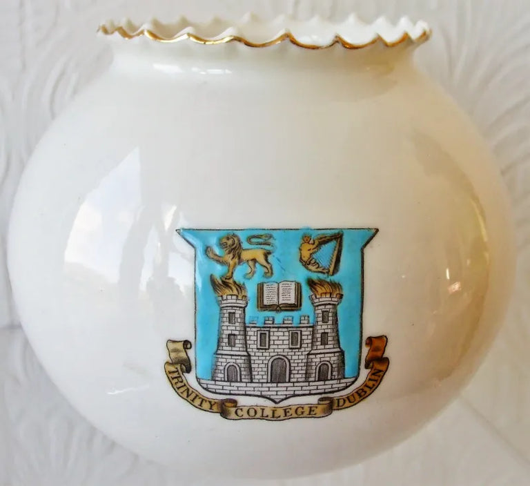 Antique W.H. Goss ~ Fairy Ball Vase ~ Crinkle Top ~ Arms of Ireland