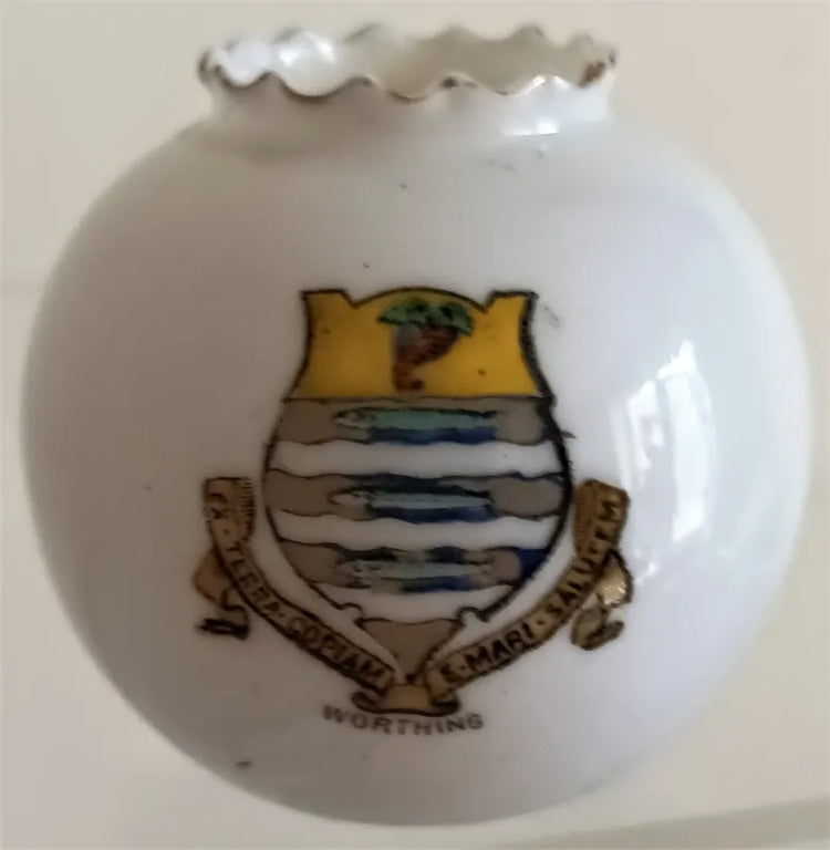 Antique W.H. Goss ~ Fairy Ball Vase ~ Crinkle Top ~ Worthing