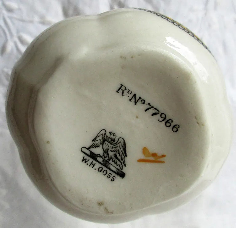 Antique W.H. Goss ~ High Melon Milk Jug ~ Arms of Newquay
